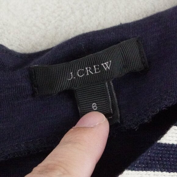 J.Crew Knit Shift Dress Womens 6 Navy Blue & Cream Stripe Career Preppy - Picture 4 of 12